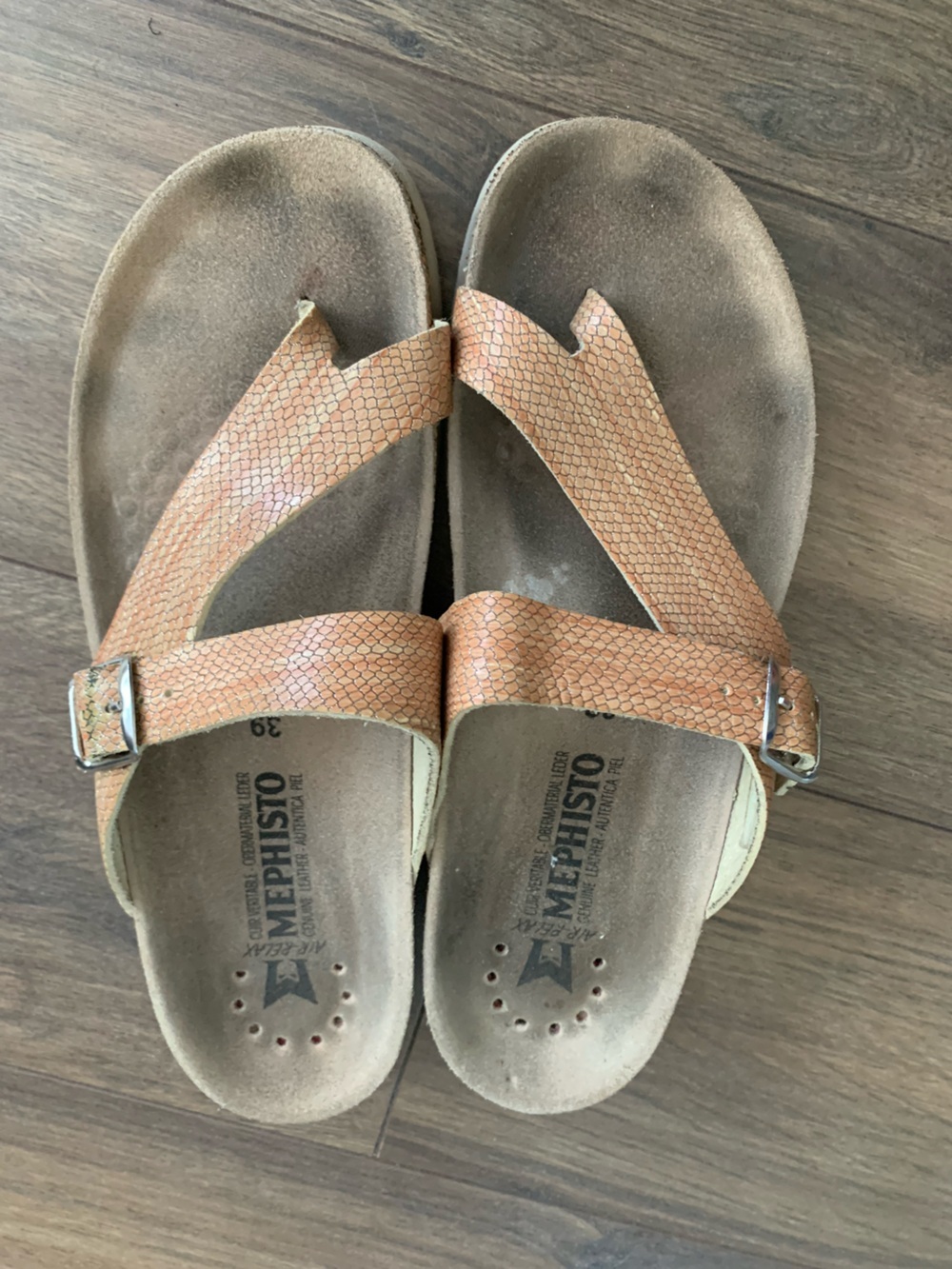Mephisto Women's Helen Leather Leather Buckle Slide Sandals size 39 US 8.5